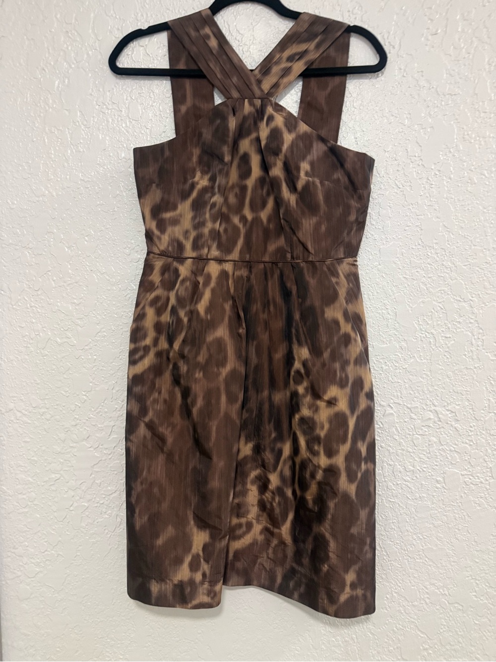 Banana Republic Brown Leopard-Print Cross-Back Mini Dress